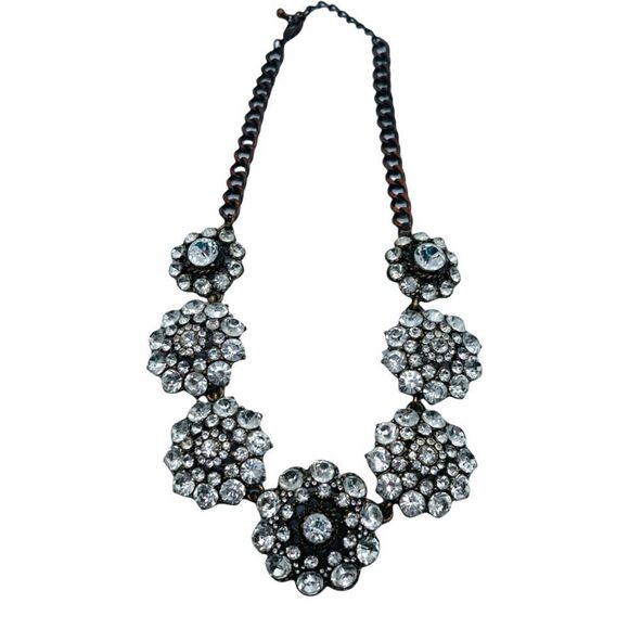 Vintage Crystal Statement Necklace; 18”; possibly J. Crew - Picture 1 of 9